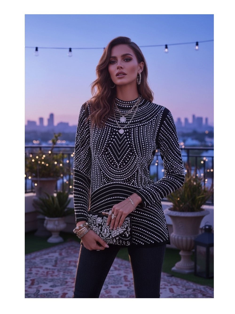 new Crystaline by Tango Mango ✵ Swarovski Crystal Elements Tunic Top ✵ Black ✵ S